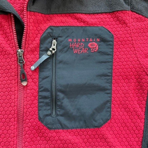 Mountain Hardwear Octans Fleece Jacket Men's LARGE Red Black Full Zip Textured - Picture 5 of 14